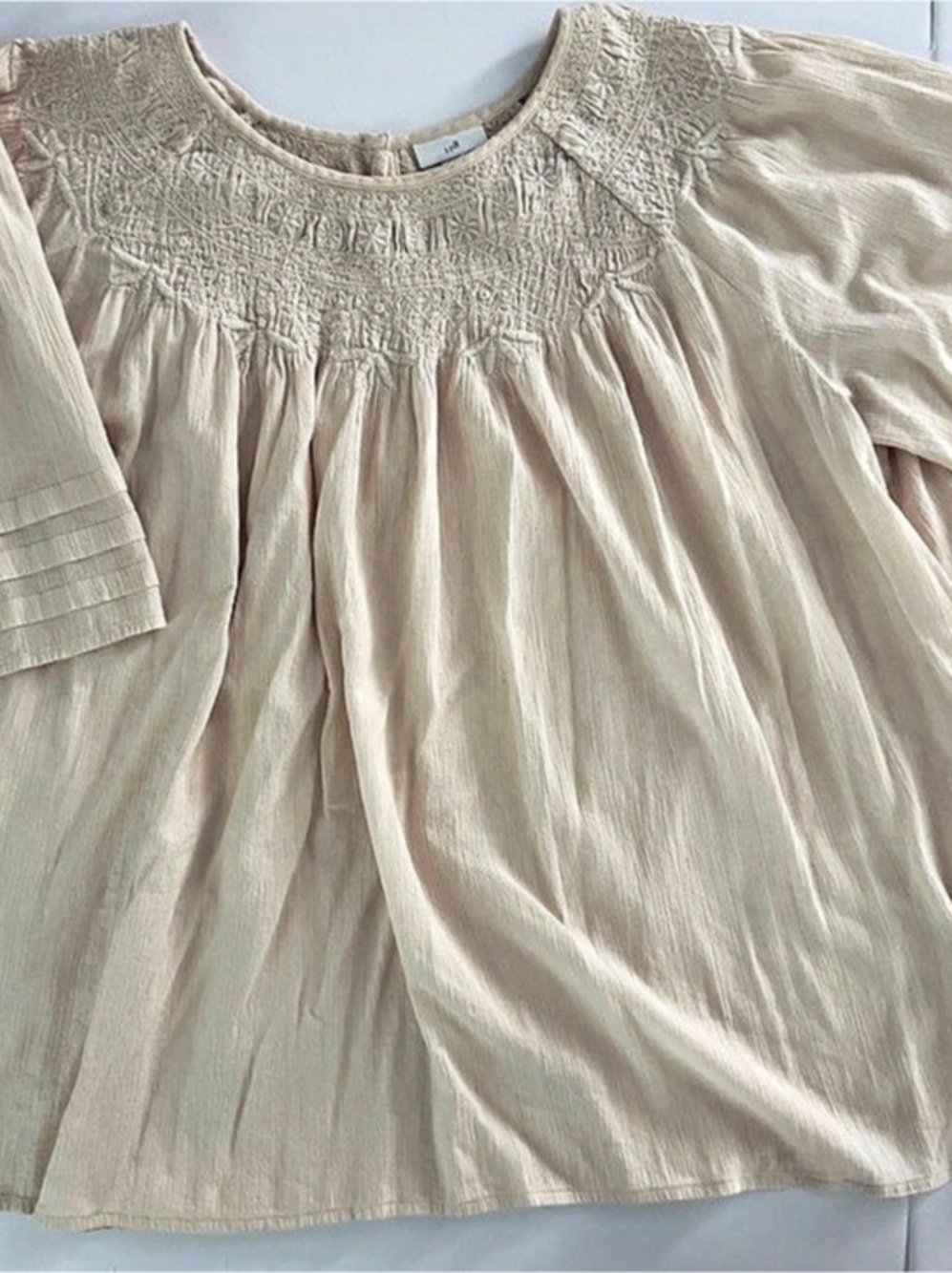 J. Jill Embroidered Cotton Blouse in Cream Size XL Like New